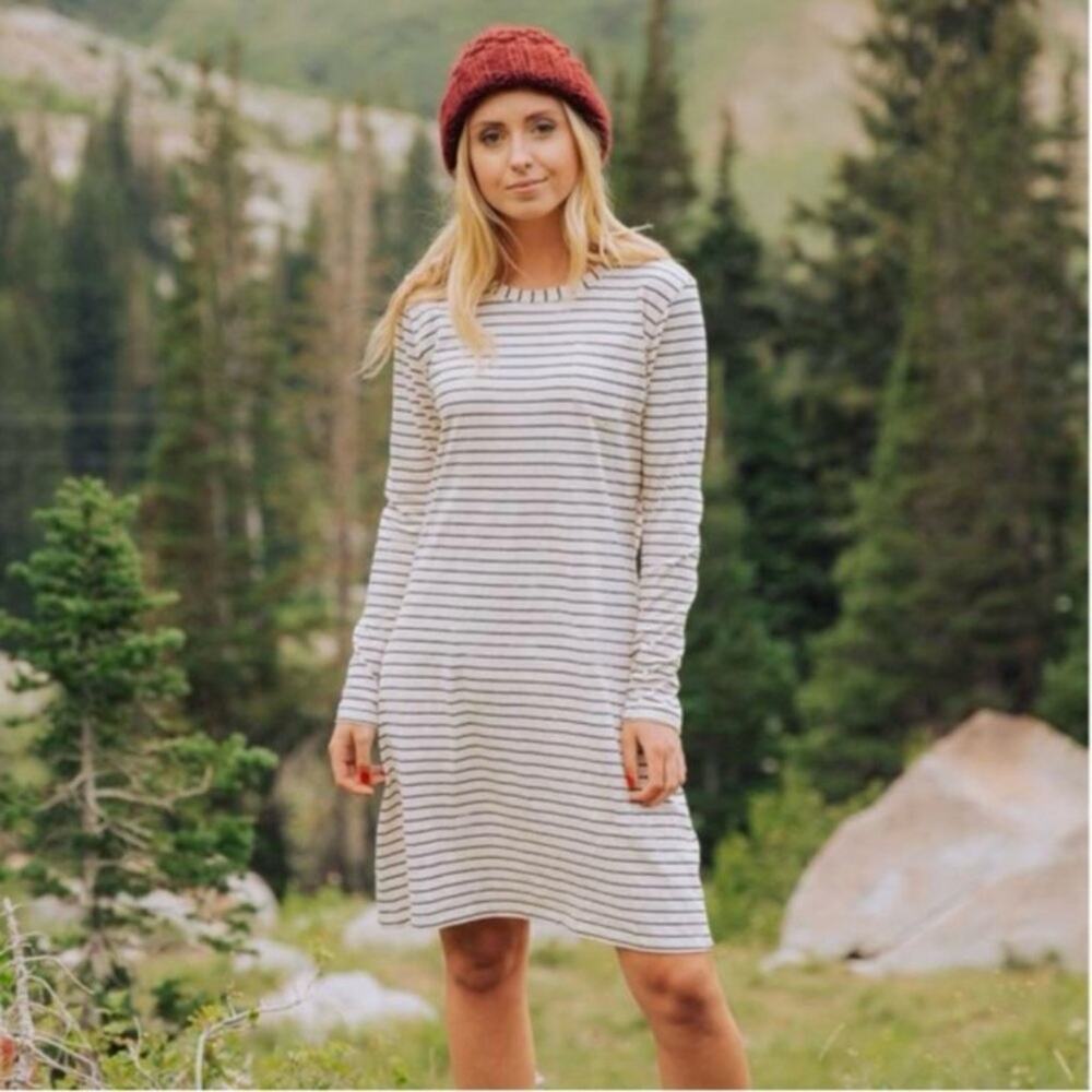 Albion Cream&Black Stripe T-Shirt Mini Dress Sz.S
